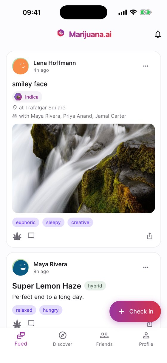 The Marijuana.ai feed on iPhone